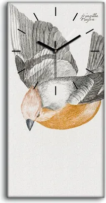 Produktbild von Küchenuhr Bürouhr Leinwand Uhr Quarz 30x60 Zeichnung Tier Vogel Zweig Kunst - schwarze Hände
