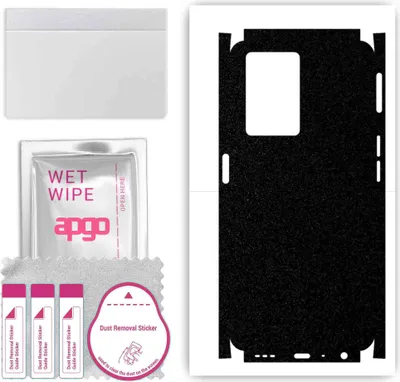 Produktbild von apgo Rückseite + Seiten Schutzfolie, Skin, kompatibel mit Oppo A77 4G, Hinten Displayschutzfolie aus Vinylfolie, kratzfest, einfache Montage - Mattschwarz