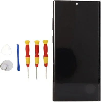 Produktbild von Schwarz Touchscreen Reparatur für Smartphone mit Rahmen und Fingerabdruck