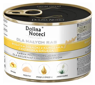 Obrázek produktu pro Dolina Noteci 5902921300465, Junior, Malý (5-10 kilogramů), Extra malý (<4 kg), Kuřecí maso, Játra, Vepřové, 185 g