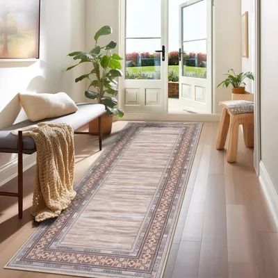 Läufer 65x240 cm, Antirutsch, Beige, für Flur & Küche