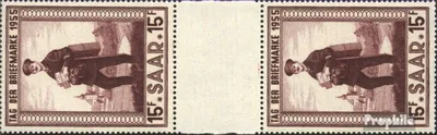 Produktbild von Briefmarken Saarland 1955 Mi 361 Zwischenstegpaar (kompl.Ausgabe) postfrisch Tag der Briefmarke