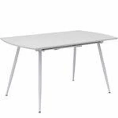 Produktbild von Esstisch Sabina ausziehbar 140-180 x 80 cm 6-10 Personen Küchentisch mit Metallgestell für Küche, Esszimmer Holz Optik,Farbe:Weiß