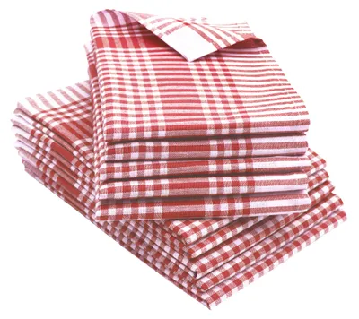 Produktbild von 10er Set Geschirrtücher 100% Baumwolle in 50x70 cm, saugstarke & robuste Küchentücher, rot kariert