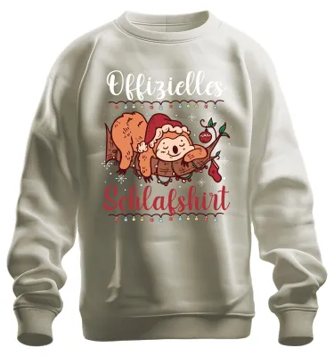 Produktbild von Offizielles Schlafshirt Faultier Weihnachten - Sweatshirt Pullover, Natur, XL