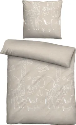 Zdjęcie produktu dla biberna melanżowa pościel flanelowa 0840520 TIERE kolor: putty, rozmiar: 1x 135x200 cm + 1x 80x80 cm