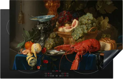 Produktbild von KitchenYeah© Herdabdeckplatte Stilleben mit einem goldenen Kelch - Gemälde - Alte Meister , 85x52cm, Küche Deko, Glaskeramikkochfeld Herdabdeckung, Abdeckplatte fùr Kochfeld