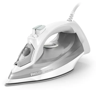 Produktbild von Philips Dampfbügeleisen der Serie 5000 mit Keramiksohle, 40 g/min konstante Dampfleistung, 2400 W, weiß (DST5010/10)