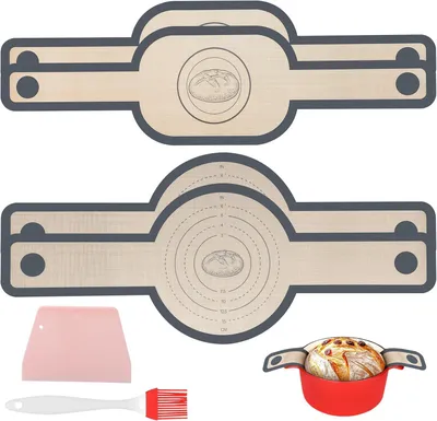 Imagen del producto de Bandejas de silicona para olla holandesa - Juego de 4 - Bandejas para pan con mangos largos - Bandejas reutilizables