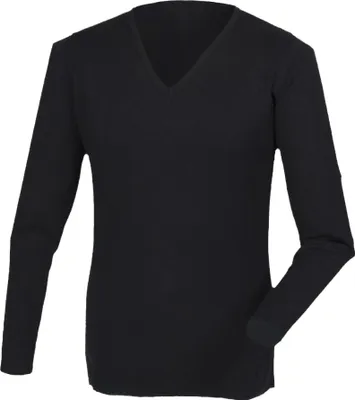 Produktbild von Henbury Herren Pullover mit V-Ausschnitt RW2702 (2XL) (Schwarz)