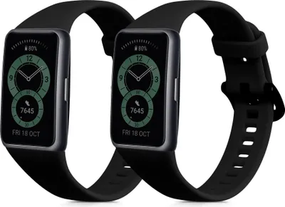 Produktbild von kwmobile 2x Sportarmband kompatibel mit Huawei Band 6 & 6 Pro / Honor Band 7 & 6 Armband - Fitnesstracker Band Set aus TPU Silikon