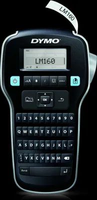 Produktbild von DYMO LabelManager 160 Tragbares Beschriftungsgerät | Etikettiergerät mit QWERTZ Tastatur & Einfache Textbearbeitung | für D1 Etiketten in 69 und 12mm Breite, QWERTZ, D1, Wärmeübertragung, 180 x 180 DPI, 12 mm/sek, Schwarz, Silber