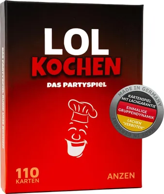 Produktbild von LOL KOCHEN – Lachen verboten | Gesellschaftsspiel & Kartenspiel & Partyspiel für Erwachsene 30+ | Geschenk für Männer und Frauen | Silvester Spiel LOL | Inhalt Geschenkkorb / Geschenkbox / Präsentkorb