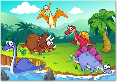 Produktbild von Tulup® Glas-Bild - 100 x 70 - Wandbild aus Glas - Wandkunst - Wandbild hinter gehärtetem Sicherheitsglas - Kinderzimmer - Dinosaurier - Mehrfarbig
