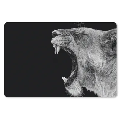 Produktbild von MuchoWow® Schreibtischunterlage Tiere - Löwe - Schwarz - Weiß - Porträt 60x40 cm - XXL Mauspad - Großes Mauspad