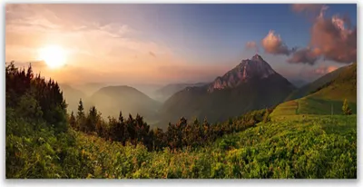 Produktbild von Tulup Leinwand-Bilder 140x70 Wandbild Canvas Kunstdruck Gebirge Wald Natur