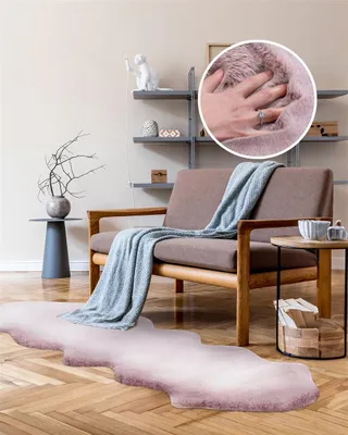 Produktbild von Qiyano Teppich für Wohnzimmer Hochflor super weich Fellimitat kuschelig rosa, 60 x 180 cm Sheepskin