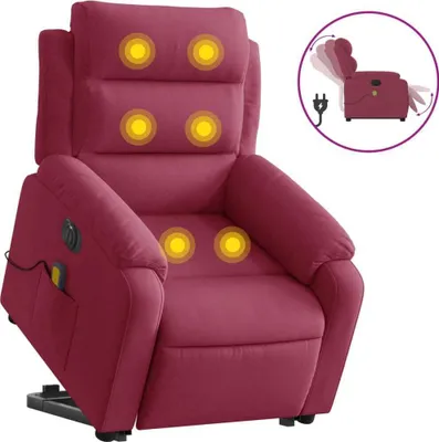 Immagine prodotto di Poltrona Alzapersona Massaggiante Elettrica Rosso Vino Velluto