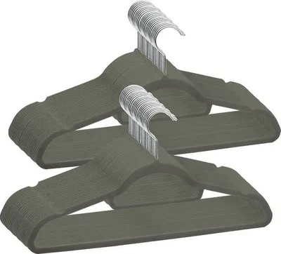 Produktbild von Famanu Kleiderbügel 50 Stück, platzsparend, mit 360° drehbarem Haken, rutschfest und langlebig, mit Stropdashalter, 43 B x 22 cm, grau