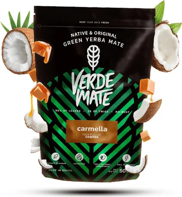 Produktbild von Verde Mate - Mate Tee Carmella Tostada 500g - Geröstet - 5mm Dicke Blätter, Staubfrei - Belebend, Mild - Karamell Aroma - Yerba Mate Brasilien