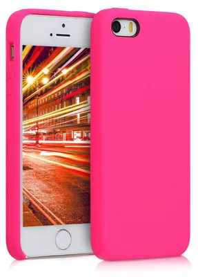 Produktbild von kwmobile Handyhülle für Apple iPhone SE (1.Gen 2016) / iPhone 5 / iPhone 5S Hülle - Case Silikon - Kabelloses Laden - Schutzhülle Cover in Neon Pink
