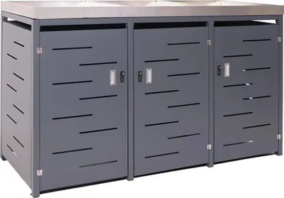 Produktbild von Abfalleimer mit doppeltem Boden, Containerberging mit Pflanzkasten aus Edelstahl, 78kg, 125x198x84cm