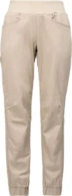 Beige Trekkinghose für Damen; Modell "Notion Sp Pants" von Black Diamond; mit elastischem Bund und Taschen.