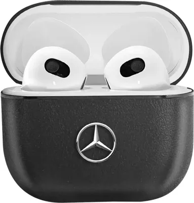Image de Mercedes Benz, Housse de protection pour Airpods 3 en cuir antichoc, Noir