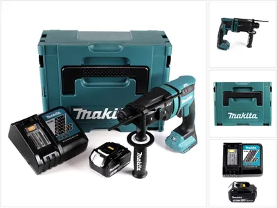 Image de Makita DHR 182 RT1J Marteau perforateur sans fil 18V 1,7J SDS plus Brushless + 1x batterie 5,0Ah + chargeur + Makpac