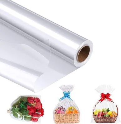 Obrázek produktu pro Průhledná celofánová fólie 40 cm x 50 m na květiny, dárkové taštičky a dárky – křišťálově čirý obalový materiál