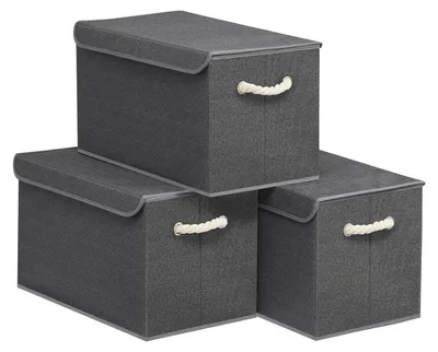 Immagine prodotto di Set di 3 contenitori con coperchio | Grigio ardesia | 50x30x30 cm