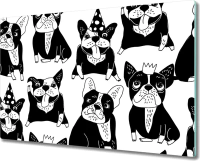 Produktbild von Glas-Herdabdeckplatte Glaskeramikkochfeld-Abdeckung Spritzschutz - 80x52 cm - Glückliche Bulldogge