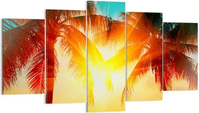 Produktbild von Bild auf Leinwand - Leinwandbild - Meer Palme Wasser - 160x85cm - Wand Bild - Wanddeko - Wandbilder - Leinwanddruck - Bilder - Kunstdruck - Wanddekoration - Leinwand bilder - Wandkunst - EA160x85-4018