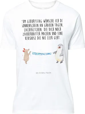 Produktbild von Mr. & Mrs. Panda T-Shirt Maus Pinguin Geburtstag - Weiß - Geschenk, Geburtstage, Happy Birthday, große Größen, Tshirt, Oversize, mit Spruch