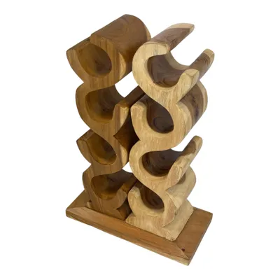 Image de Casiers à vin en bois – Porte-bouteilles – Cuisine Salon Bar – Décoratifs et courbés – En teck pour 8 bouteilles – 60 x 40 x 20 cm