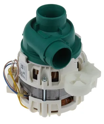 A close-up studio shot of a dishwasher pump.