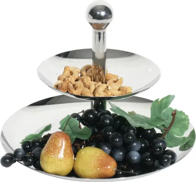 Produktbild von Schalen-Etagere, ganz aus Edelstahl, hochglanz, 1, 2 oder 3-stufig wählbar : 2-stufig Variante: 2-stufig