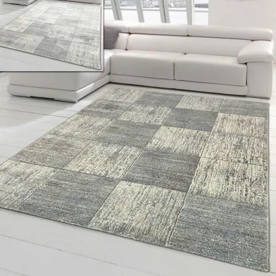 Zdjęcie produktu dla Dywan do salonu - kwadratowy wzór - w kolorze szarym - 200 x 290 cm