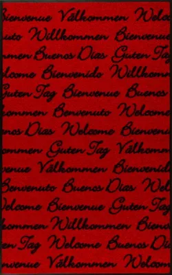 Produktbild von Waschbare Fußmatte - International Willkommen rot ca 75x120 cm