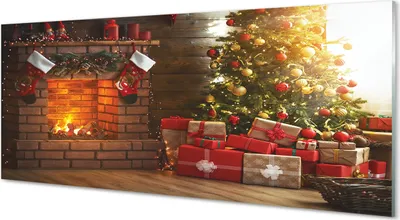 Produktbild von Glasbilder 125x50 Wandkunst Kamin Weihnachtsgeschenke