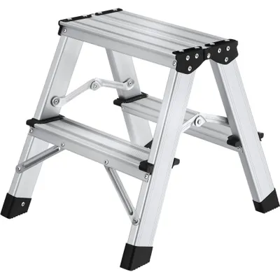 Produktbild von tectake® Doppelseitige Aluminium Trittleiter 2 Stufen, klappbar Belastbarkeit 150 kg
