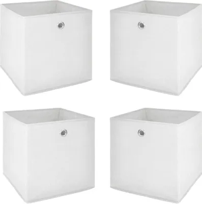 Produktbild von Faltbox 4er Set FLORI 1 in weiß mit Metallösen 32x32 cm
