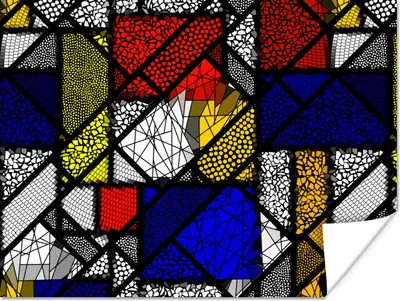 Produktbild von MuchoWow® Poster Mondrian - Glasmalerei - Alte Meister - Kunstwerk - Abstrakt - Malerei 120x90 cm - Wandbild
