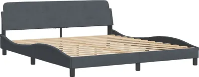 Image de Cadre de lit Dover gris foncé 180x200 cm velours