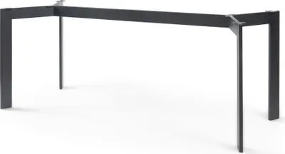 A dark gray metal table base with four legs and a rectangular frame.