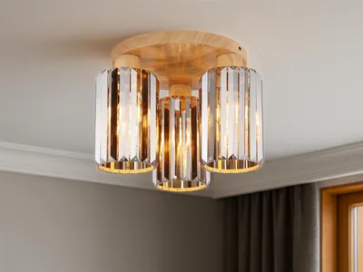 Produktbild von NOWA Deckenleuchte Metall holzoptik, 3x E27
