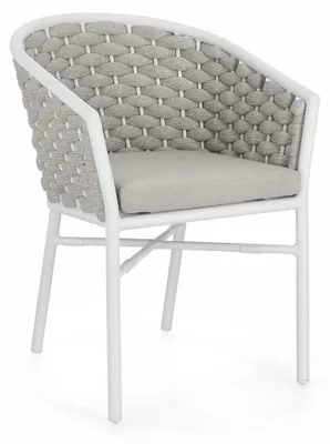 4er Set Stühle Margalida 57 x 61 x 80 cm Aluminium Polyester Grau Weiß
