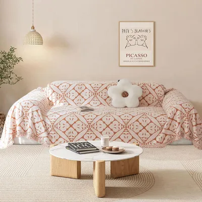 Immagine prodotto di Solidchoice - Coperta in velluto con motivo jacquard vintage e frange, 220x250 cm
