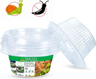 Produktbild von SMUJU Schutz vor Schnecken, Ø 24 cm, transparent, 6 Teile, ideal für Salat- und Kohlpflanzen, schützt vor tierischen Schäden.