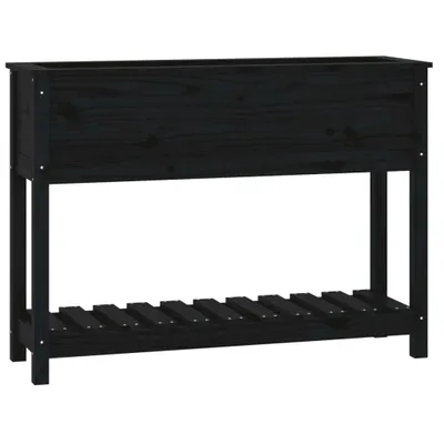 Zdjęcie produktu dla vidaXL Sadzarka z półką czarna 111,5x34,5x81 cm drewno sosnowe